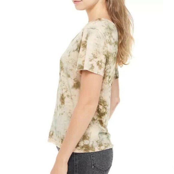 Free People We The Free Riptide Tie Dye Neutral Brown Exposed Seam Tee - Picture 2 of 9